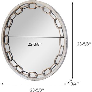 PARISLOFT 23.63" Vintage <b>Metal</b> Round Wall Mirror Decorated with Distressed <b>Metal</b> <b>Chain</b> Link Living Room,Bathroom or Entryway - Product Image 3