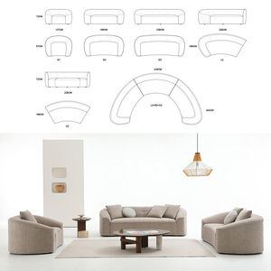 Design di lusso Gery curvo componibile divani componibili soggiorno mobili senza gambe tessuto divano Set divano - Product Image 5