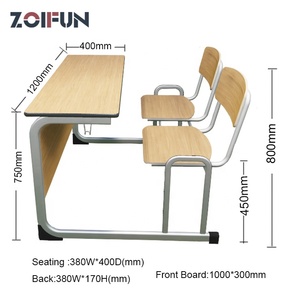 Precio al por mayor: Escritorio escolar doble de madera comercial desmontable con silla y mesa de acero para dos estudiantes - Product Image 6