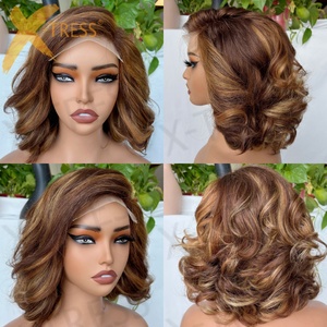 X-tress 5*5 Burgundy ren phía trước <span class=keywords><strong>Bob</strong></span> Tóc Giả cơ thể lỏng sóng Remy tự nhiên tóc con người ngắn <span class=keywords><strong>Bob</strong></span> glueless Brazil tóc giả tóc con người - Product Image 5