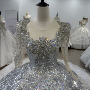 สำหรับ XS172แจนเซมเบอร์ชุดแต่งงานชุดแต่งงานชุดแต่งงานสไตล์วินเทจทันสมัยประดับด้วยเลื่อมลูกไม้หางยาวประดับด้วยเลื่อมคริสตัล - Product Image 5