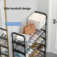 Étagère métallique fine à assembler facilement, 5 niveaux, robuste, pour le rangement des chaussures à la maison