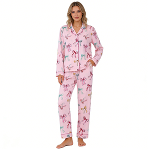 Hongbo Designer Women's Elastic Waist Two-Piece Pyjamas Sleepwear Set With Lounge Home Wear