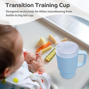 Vaso con tapa y pajita para niños, resistente a caídas y mordidas, de silicona portátil para bebés de 13 a 24 meses - Product Image 4