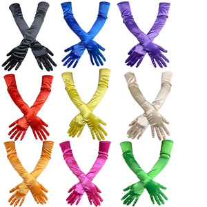 Mode féminine Satin plein doigt mitaines <span class=keywords><strong>longs</strong></span> <span class=keywords><strong>gants</strong></span> noirs et blancs avec Style Sexy élégant pour la fête mariée <span class=keywords><strong>mariage</strong></span> - Product Image 1