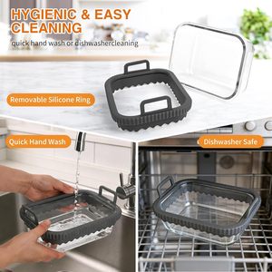 Revêtement en verre pour <span class=keywords><strong>friteuse</strong></span> à <span class=keywords><strong>air</strong></span>, silicone réutilisable <span class=keywords><strong>avec</strong></span> anneau en silicone amovible, sans BPA, résistant à la chaleur, compatible lave-vaisselle pour <span class=keywords><strong>Ninja</strong></span> - Product Image 6