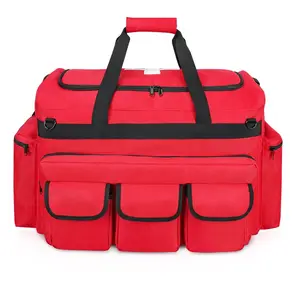 Profesyonel boş kırmızı İlk yanıtlayıcı çantası EMT travma tıbbi yardım çantası