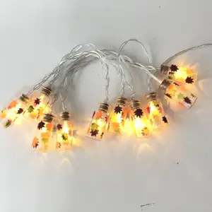 Decoration Led String Light Maple Leaf Printing Bottle Shaped String Light Battery Fairy Led Light Chain Lights For Harvest Decoration