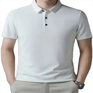 Nouveau design – Chemise tricotée à manches courtes pour homme, de haute qualité, unie, respirante, infroissable, en coton beige, style décontracté chic, personnalisable - Product Image 2