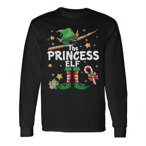 Camiseta navideña de manga larga con estampado de princesa elfo, pijama familiar a juego - Product Image 2