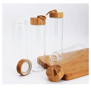 500ml Borosilicate Glass Water Bottle With Customized Bamboo Lid Coffee Cup Tea Tumbler Infusion Glass Packaging