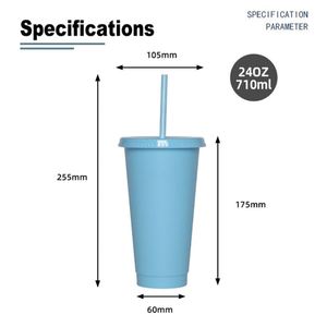 Wholesale 710ml <b>Large</b> Capacity PP Plastic Water Bottle Custom Logo BPA Free Drinking Cup With Lid & Straw Plastic Cup - Product Image 4