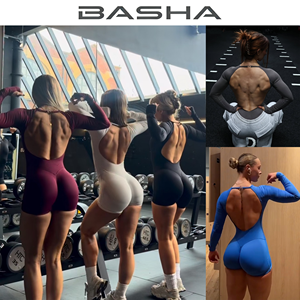 Tuta Intera da Donna di Alta Qualità, Senza Cuciture, Taglie Forti, Sexy, per Fitness, Palestra e Yoga, con <span class=keywords><strong>Schiena</strong></span> Scoperta e Maniche Lunghe - Product Image 2
