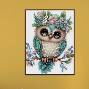 للبيع بالجملة 30*40 DIY بومة زهور ديكور منزلي ماسية الشكل غير منتظمة 5D ديكور جداري أكريليك مجموعات رسم ماسية
