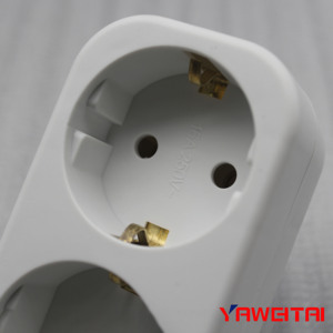 YW-7382 Ổ Cắm Điện Gắn Tường Châu Âu Ổ Cắm <span class=keywords><strong>1</strong></span> Đến <span class=keywords><strong>2</strong></span> Schuko Bộ Chuyển Đổi Du Lịch EU Có Nối Đất - Product Image 4
