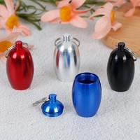 Porte-clés ovale en aluminium tendance pour flacon de médicaments, étanche, avec anneaux de jonction pour rangement de bouchons d'oreille, couleurs personnalisables