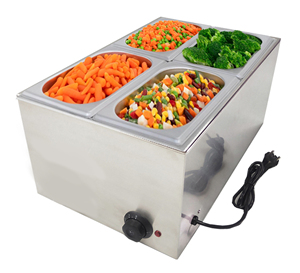 Bain-<span class=keywords><strong>marie</strong></span> de comptoir en acier inoxydable argenté 600W avec bac 1/4 GN 110V/220V pour la restauration - Product Image 1
