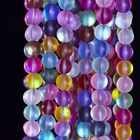 Mixed Color Frosted Glass Beads Round Loose Aura Crystal Beads for Jewelry Making DIY Bracelet Necklace Accessories