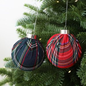 Set Bola Natal Berlapis Kain Plaid Grosir, Plastik Berlapis Elektro, Bentuk Khusus, Hiasan Gantung Pohon Natal yang Dicat - Product Image 4