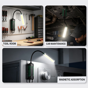 ไฟทำงานแบบคอห่าน COB LED ชาร์จได้ 500LM ไฟตรวจสอบแบบยืดหยุ่นพร้อมแม่เหล็กและตะขอ สีแดง <span class=keywords><strong>SOS</strong></span> สำหรับซ่อมรถยนต์ - Product Image 2