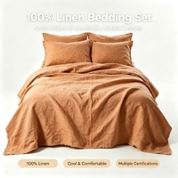 Parure de draps en lin 100 % écologique, respirante, douce et luxueuse, lavée à la pierre, vente en gros