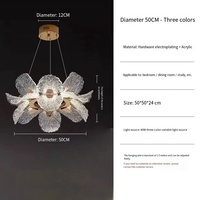 Lustre LED moderne en forme de fleur, en aluminium doré et acrylique, à intensité variable en continu, pour salon, villa, décoration intérieure