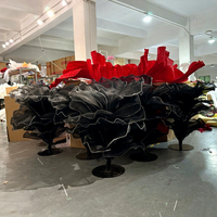 Pusat Meja Bunga Kain Organza Raksasa Buatan Tangan ZKAI Factory, Centerpiece Bunga Hitam untuk Acara Pesta