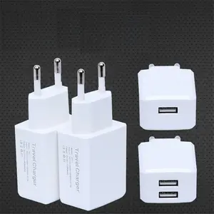 Adaptor pengisi daya cepat, 5V 2,4 A EU steker USB ganda port rumah perjalanan USB dinding AC daya untuk Samsung Galaxy iphone ipad