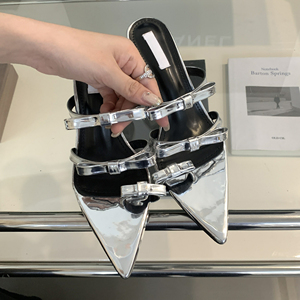 Nouvelles sandales d'été élégantes à talon aiguille et nœud pour femme – Chaussures de soirée à talons hauts en stock - Product Image 5