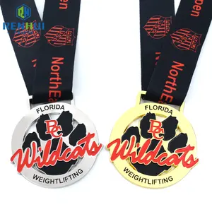 Fabricante de China logotipo personalizado barato Metal 3D medallas con cinta levantamiento de pesas Karate fútbol maratón correr medallas Deportiva