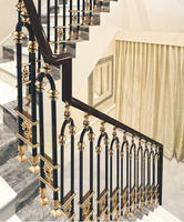 Prix de gros Vente bien Aluminium Art Escalier Rampes Or Noir 950mm Maison Intérieur Rampe Décoration