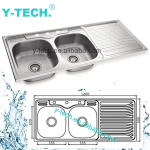 YK-X120L Kitchen Sink Stainless Farmhouse Sink Double Bowl Stainless Steel Kitchen Sink