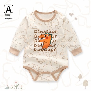 Combinaison bébé unisexe à manches longues, imprimé chien, double face, en pur coton, à épaules ouvertes, pour l'automne, style pull triangulaire pour ramper - Product Image 4