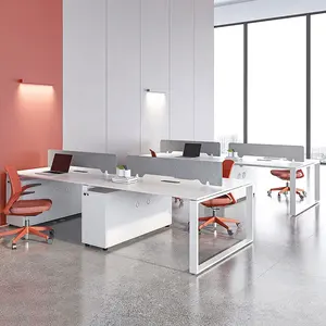 직원을 위한 현대 모듈 백색 사무용 가구 책상 워크 스테이션 2 4 6 8 사람 Seater 사무실 워크스테이션 책상 테이블