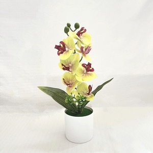 Plante artificielle en pot, orchidée papillon à 7 têtes, réaliste et faite à la main, décoration moderne pour la maison, pour Thanksgiving et la remise des diplômes - Product Image 6