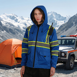 Veste de sécurité pour femme, durable, en tissu Oxford, doublée de polaire, chaude, bleue, avec ceinture ajustable et bandes réfléchissantes, pour le <span class=keywords><strong>travail</strong></span> en extérieur et les trajets quotidiens - Product Image 6