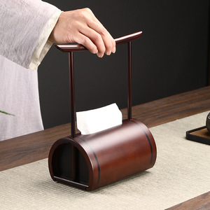 Bamboo Handheld Semi-circular Traditional <b>Chinese</b> Style Tissue Box, New <b>Chinese</b> Antique Style Living Room Home Bamboo Napkin - Product Image 2
