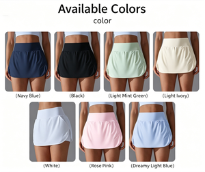 Nouvel Arrivage en Gros : Jupe-short de Tennis Taille Haute Amincissante avec Protection UV |   Jupe de yoga athlétique pour femme avec poche arrière et effet deux pièces - Product Image 1