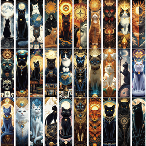 Cute Cartoon Cat Series 30pcs Multi-Functional Mixed Colors Die Cutting Paper Bookmarks Office/School Reading Promotional