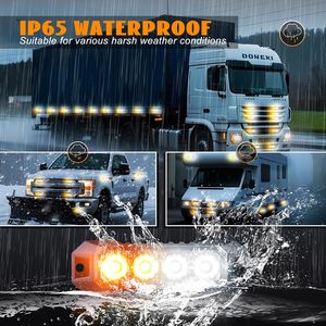 Raryloy 4PCS 12 LED Feux <span class=keywords><strong>de</strong></span> Grille Stroboscopiques d'Urgence pour Camion, Fonction Synchronisation, Mini Balise <span class=keywords><strong>de</strong></span> Danger Étanche 12-24V, Lumières en Aluminium+PC - Product Image 5