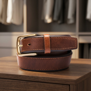 Ceinture en cuir de vache véritable 100% artisanale, de haute qualité, écologique, vintage, personnalisée, équestre, avec boucle carrée en acier de 3,8 cm - Product Image 1