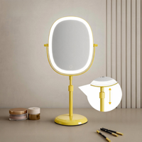 Desktop Tabletop Adjustable Lift Stand Metal+Glass 7X Magnifying Stepless Dimming Lighted LED Touch Switch Personalized Mirror
