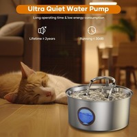 Bebedero Automático para Mascotas de Acero Inoxidable Ecológico y Duradero de 108 Oz/3.2L, Recargable, con Doble Salida, Ultrasilencioso