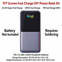 Kit de batterie externe DIY à charge rapide avec écran couleur TFT, boîtier pour batterie au lithium polymère 1260110