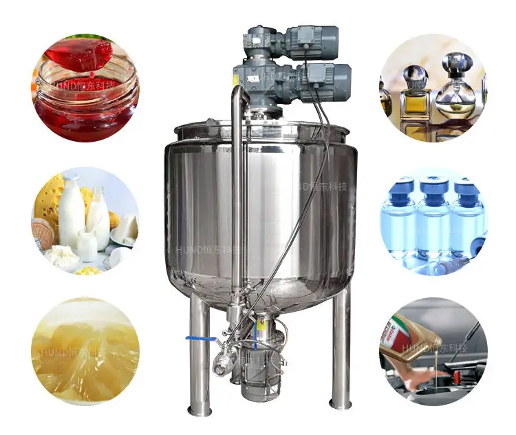 100 200 500 3000L steam heating cooling Stainless Steel Double Jacketed Agitator Mixing Tank Emulsifier Homogenizer Mixer Tank
