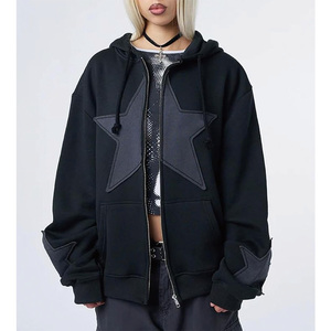 Felpa Vintage oversize felpa con Zip da donna di alta qualità con cerniera stampata grafica con cappuccio da donna - Product Image 4