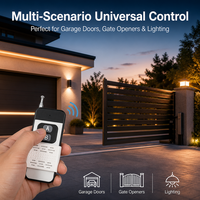 Télécommande universelle 433 MHz pour porte de garage, portail électrique 12 V, contrôleur sans fil à 2 boutons avec code d'apprentissage et lumière LED