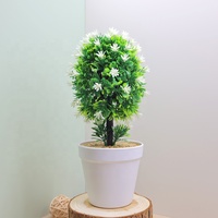 Tanaman tiruan, pot rumput buatan bola Bonsai pohon kecil dekorasi rumah ornamen bunga kreatif bola Mini Gypsophila