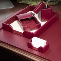 Organisateur de bureau en cuir PU de qualité supérieure, couleur bordeaux, populaire en gros, ensemble de 6 pièces en cuir PU