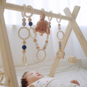 Pieghevole bambino in legno palestra con 4 in legno per bambini giocattoli di dentizione struttura attività palestra appesa Bar regalo per neonato gioco del bambino palestra - Product Image 2